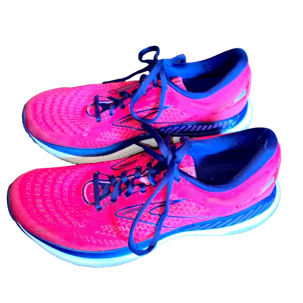 Brooks Glycerin GTS 19 Running Shoes Womens Size 9 Sneakers Pink White Walking